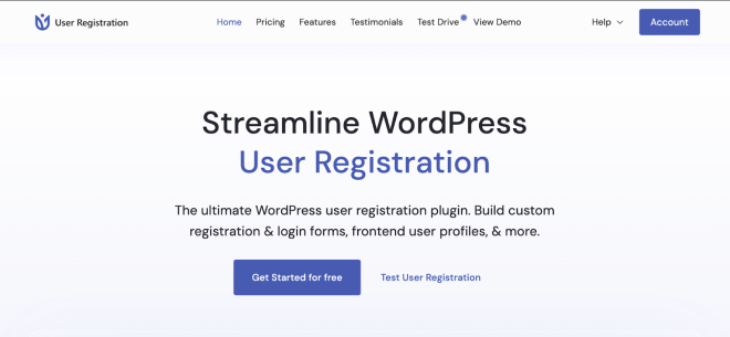 User Registration Homepage